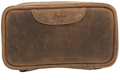 PIPE BRIGHAM VNTG LTHR 2-PIPE ZIP CASE