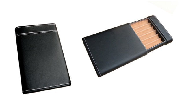 BLACK LEATHER 6 CIGAR CASE